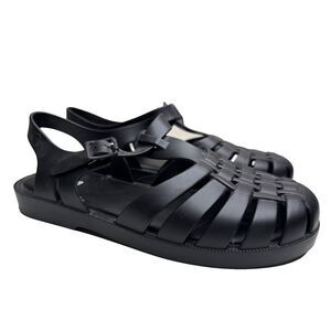 Melissa Possession Women's Matte Black Rubber Jelly Fisherman Sandals Size 6